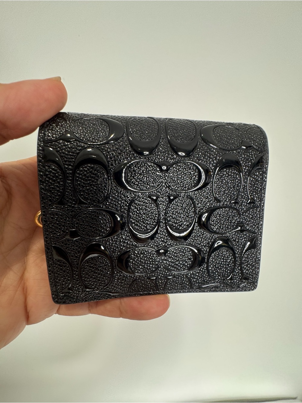 Coach Black Patent Signature Zip Wallet with Gold Logo - Picture 10 of 10
